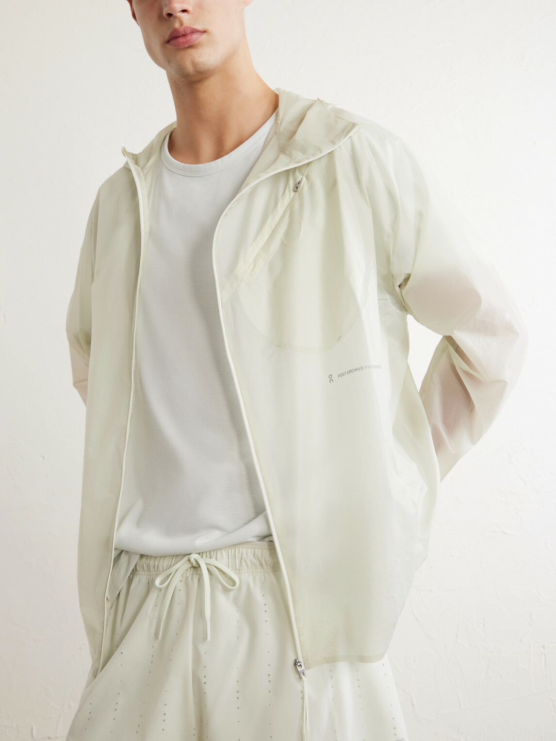 On - Post Archive Faction Zero Logo-Print Shell Jacket - Neutrals
