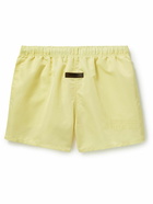 FEAR OF GOD ESSENTIALS - Wide-Leg Logo-Flocked Shell Drawstring Shorts - Yellow