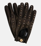 Versace Cutout studded leather gloves