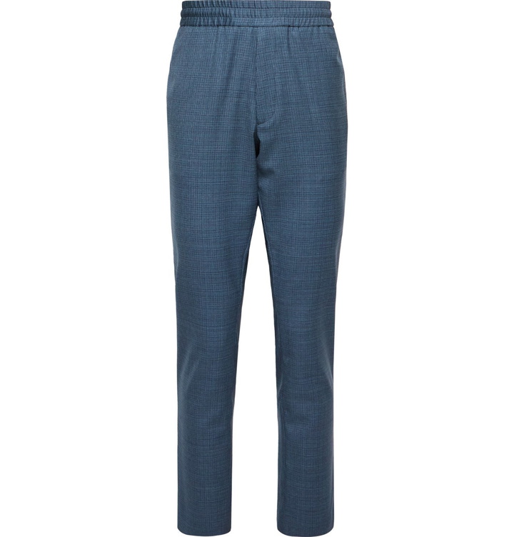 Photo: PAUL SMITH - Slim-Fit Micro-Checked Wool Trousers - Blue