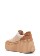 Chloe Nama Panelled Suede Flatform Sneakers Brown