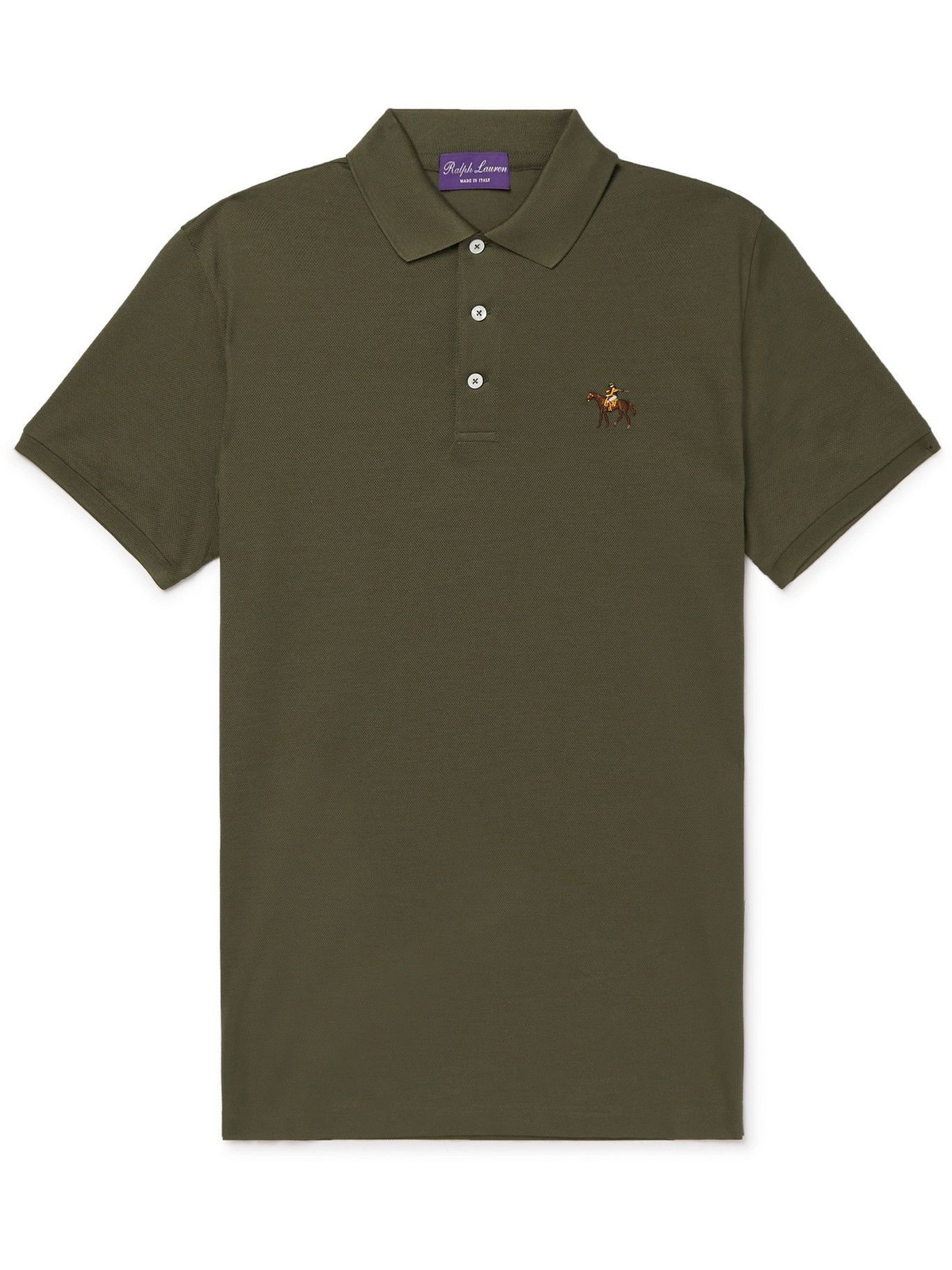 RALPH LAUREN PURPLE LABEL - Logo-Embroidered Mercerised Cotton