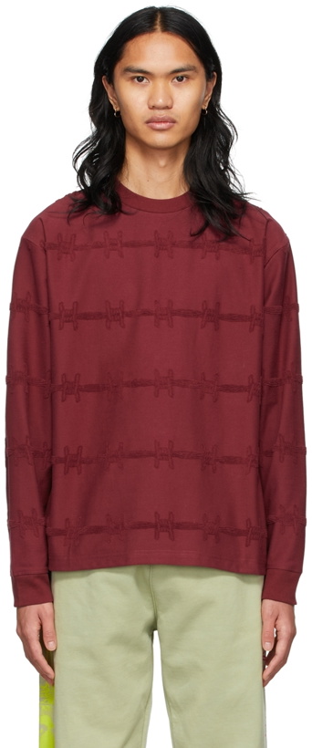 Photo: Brain Dead Burgundy Barbed Wire Burnout Long Sleeve T-Shirt