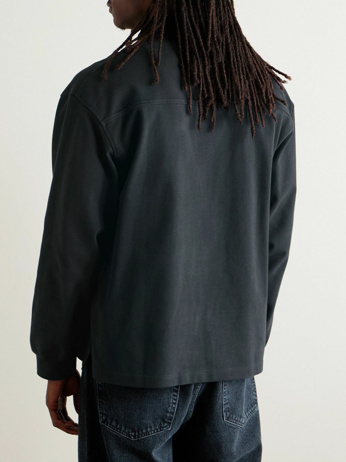 AGOLDE - Marius Cotton-Jersey Polo Shirt - Gray