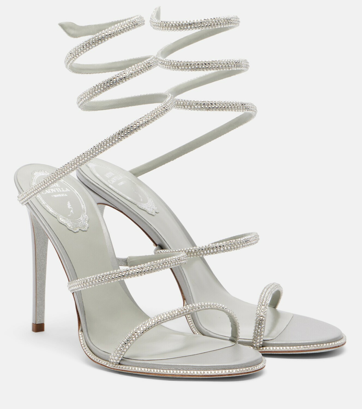 Rene Caovilla Cleo embellished satin sandals