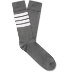 Thom Browne - Striped Cotton-Blend Socks - Gray