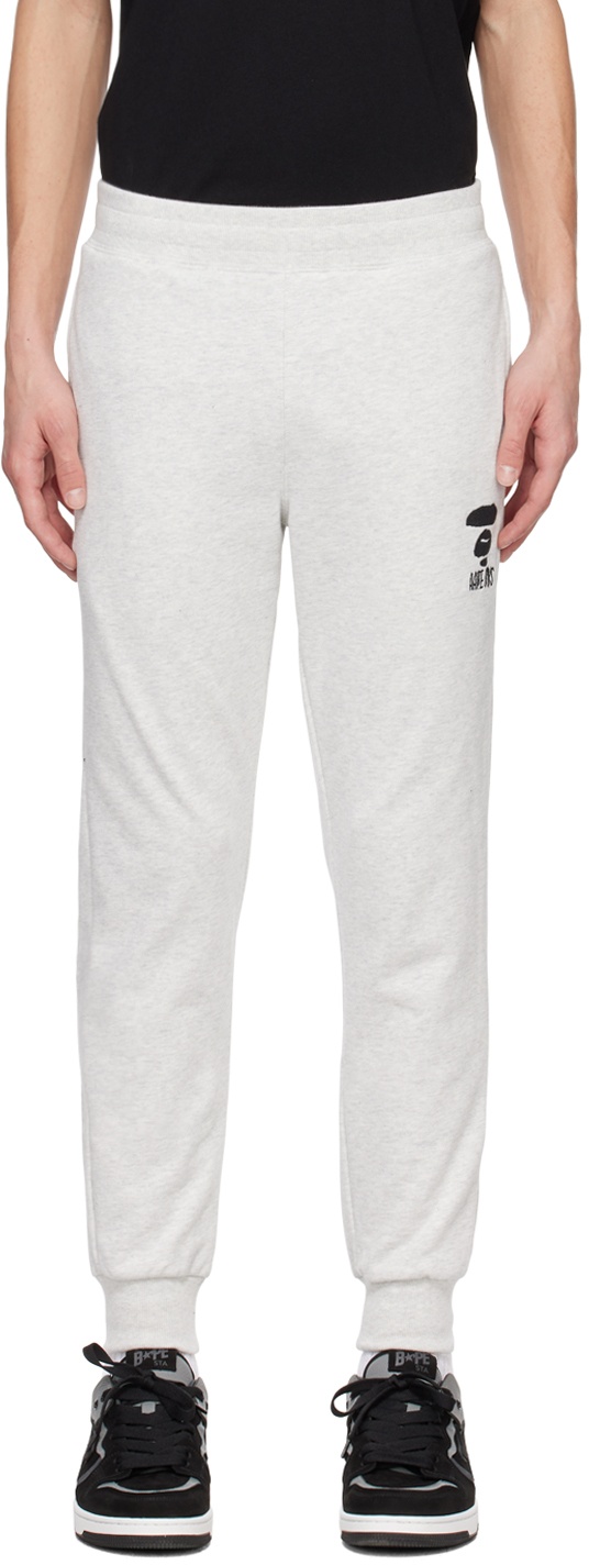 Photo: AAPE by A Bathing Ape Off-White Embroidered Sweatpants