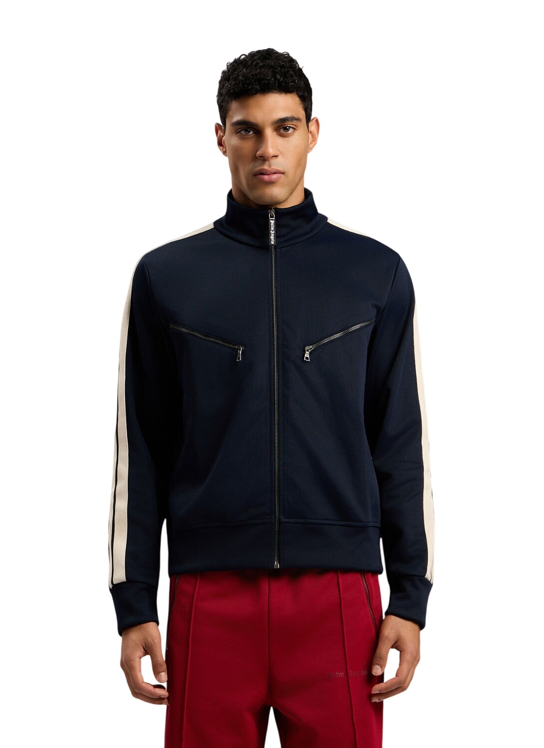 Palm Angels Black Leather Effect Faux-Leather Track Jacket Palm Angels