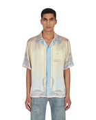 Casablanca Cuban Collar Printed Silk Satin Shirt