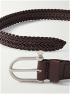Bleu de Chauffe - 3.5cm Woven Leather Belt - Brown
