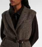 Brunello Cucinelli Monili herringbone sequined wool-blend vest