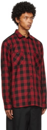 Junya Watanabe Red Paneled Flannel Shirt