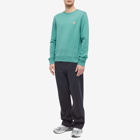 Maison Kitsuné Men's Fox Head Patch Regular Crew Sweat in Teal Grey