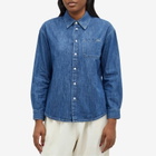 A.P.C. Women's Brodee Boyfriend Denim Shirt in Washed Indigo