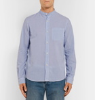 A.P.C. - Robinson Grandad-Collar Striped Cotton-Seersucker Shirt - Men - Blue