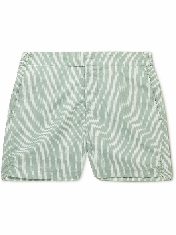 Photo: Frescobol Carioca - Slim-Fit Mid-Length Printed Swim Shorts - Green