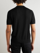 Nili Lotan - Carlo Slim-Fit Wool and Silk-Blend Polo Shirt - Black