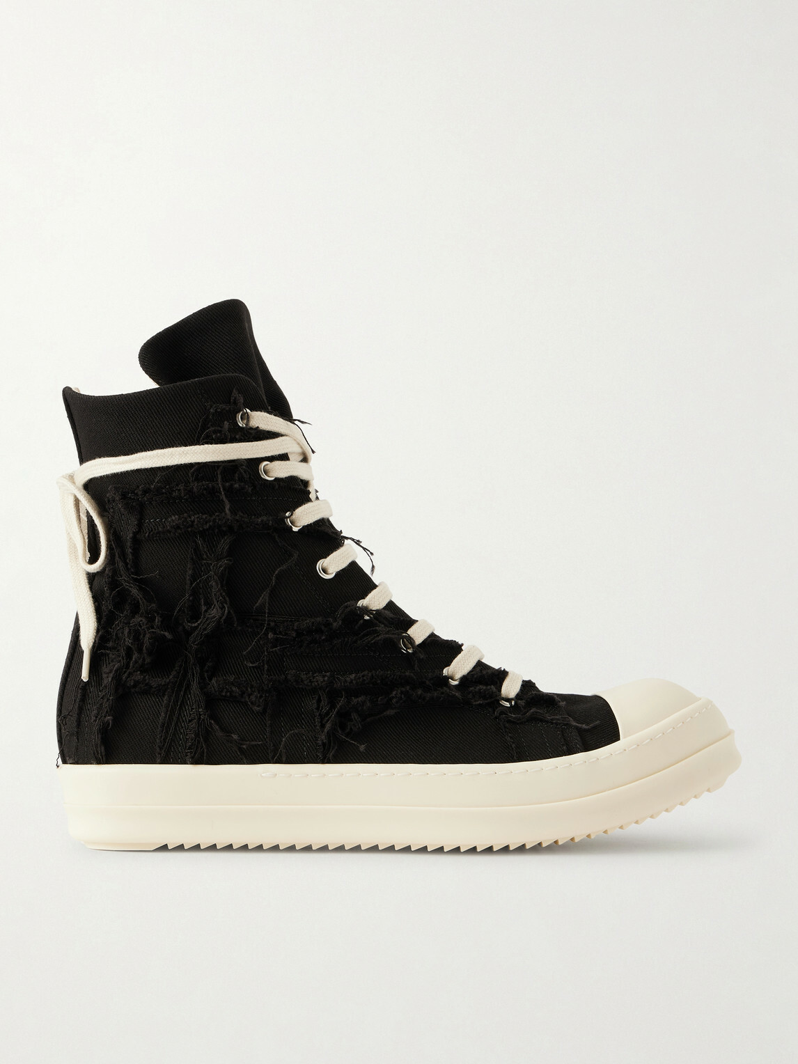 DRKSHDW by Rick Owens - Frayed Denim High-Top Sneakers - Black