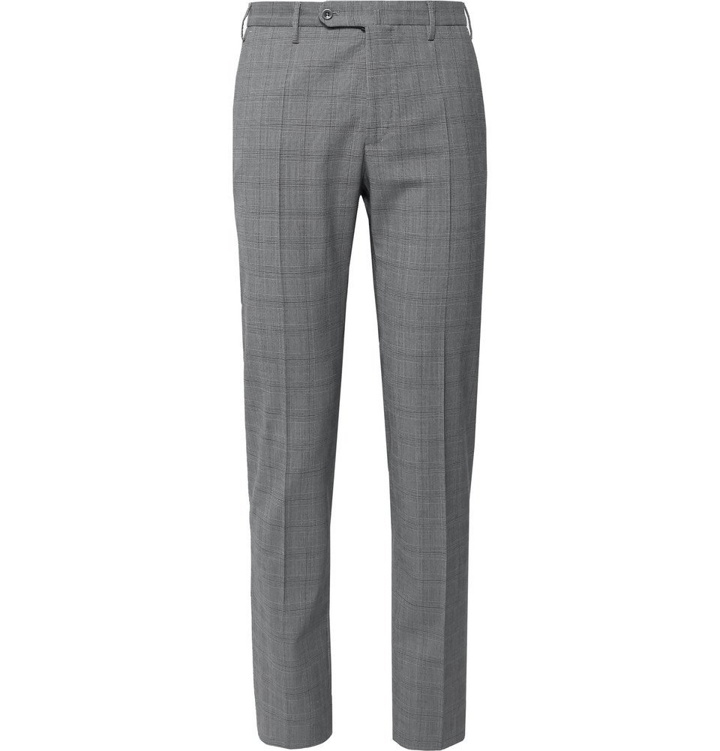 Photo: Incotex - Slim-Fit Tapered Prince of Wales Checked Woven Trousers - Gray