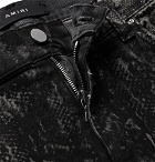 AMIRI - Skinny-Fit Distressed Snake-Print Stretch-Denim Jeans - Charcoal