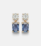 Stone and Strand Full Volume 14kt gold (585/1000) earrings with diamonds and blue sapphires