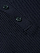 Brunello Cucinelli - Ribbed Cotton Polo Shirt - Blue