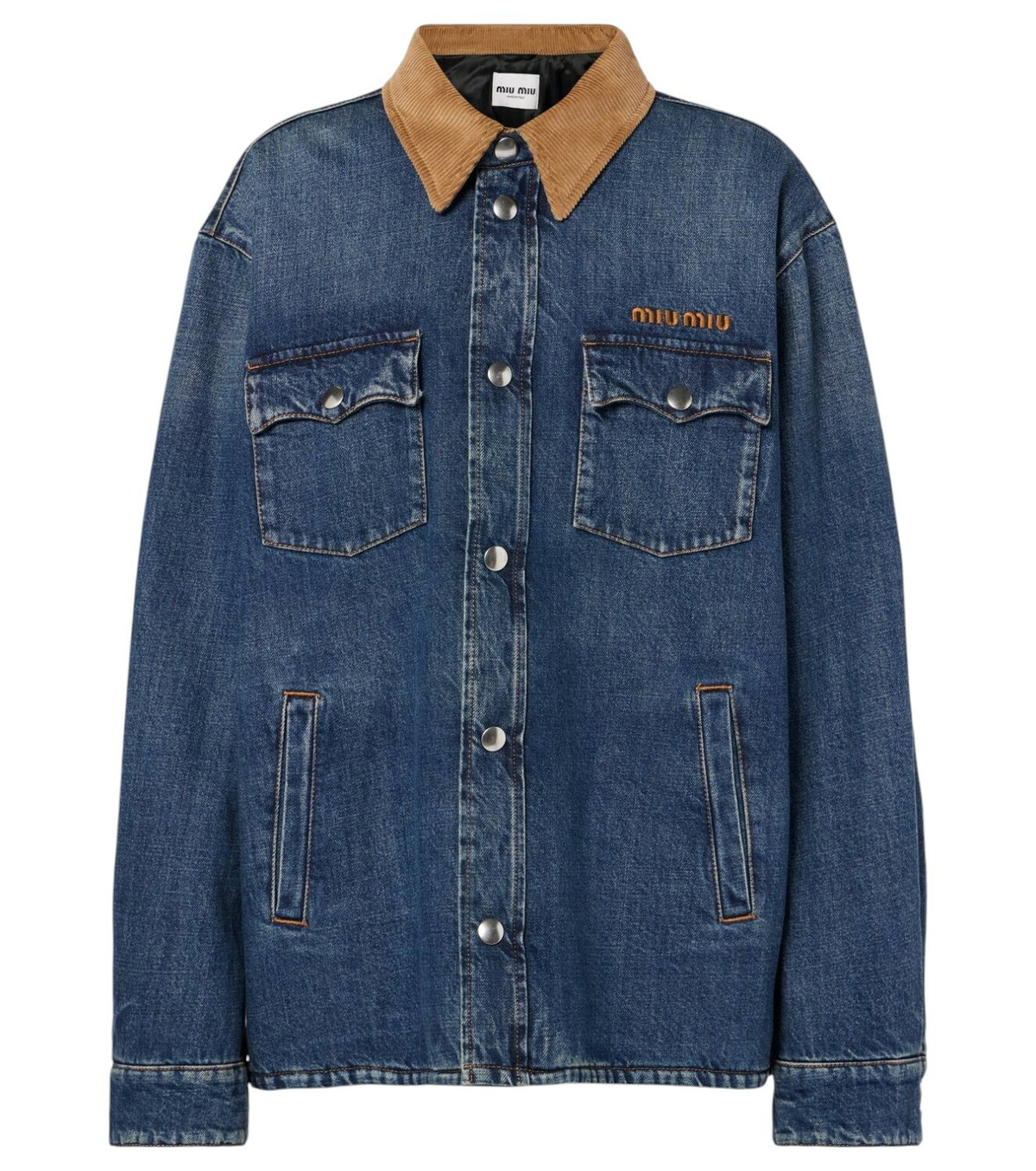 ジャケット Miu Miu Denim jacket Miu Miu ロゴ デニムジャケット | ブルー | FARFETCH JP