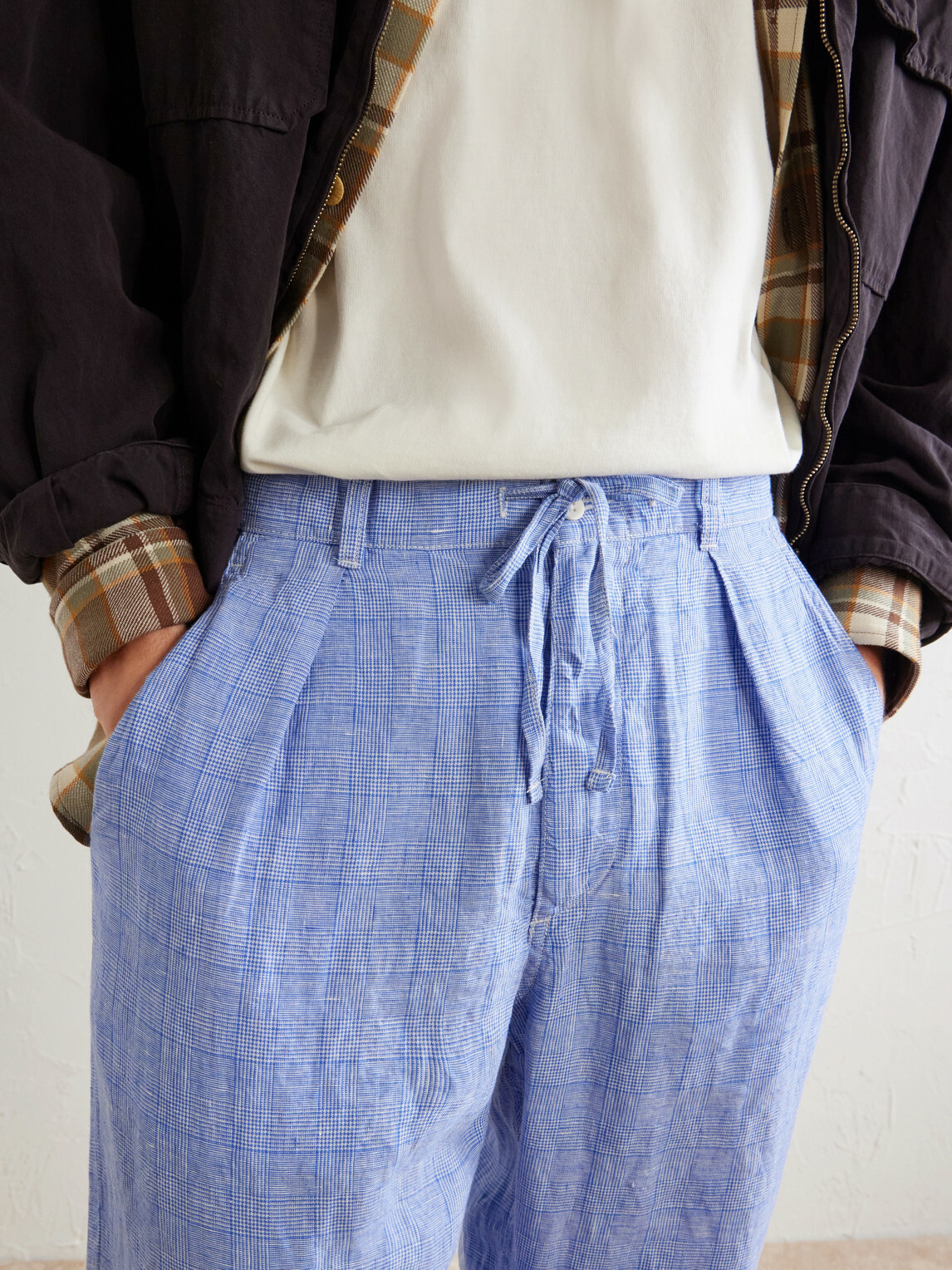 Polo Ralph Lauren - Wide-Leg Checked Woven Linen Trousers - Blue