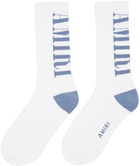 AMIRI White & Blue Vertical Core Socks