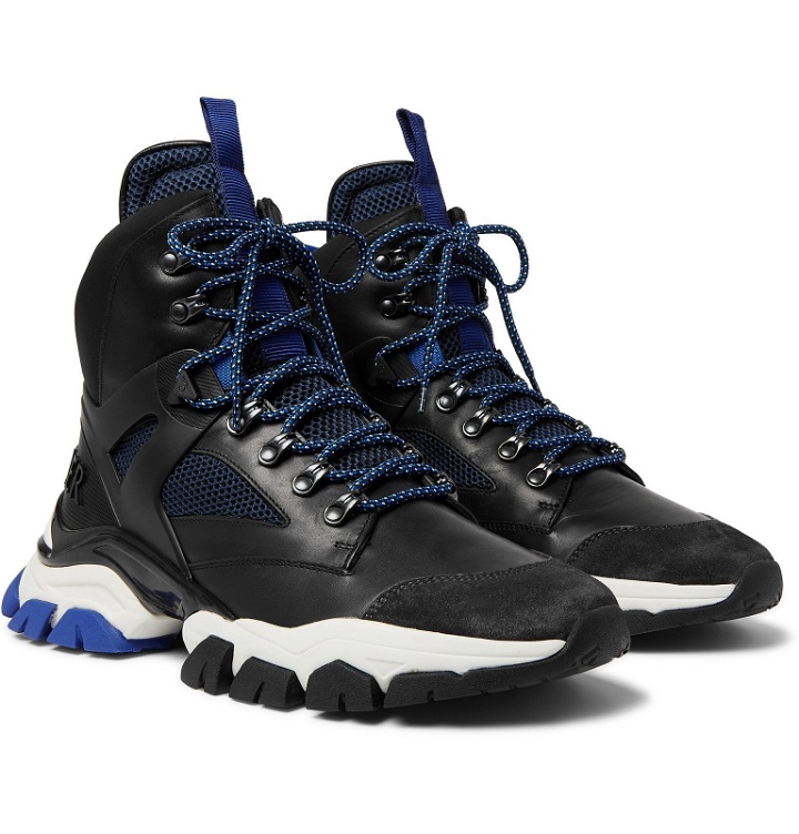Photo: Moncler - Tristan Suede, Leather, Mesh and Neoprene Hiking Boots - Black