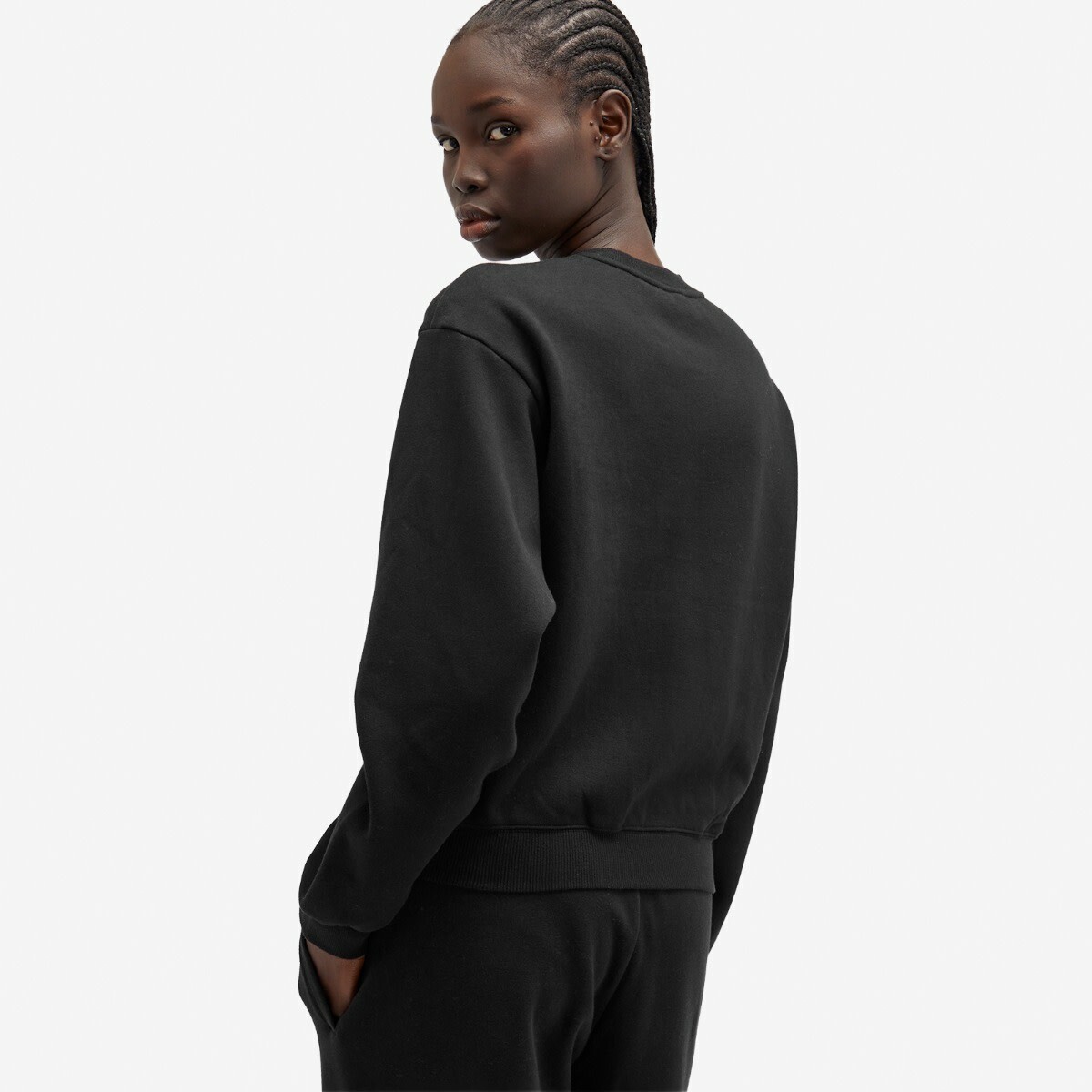 SKIMS Women's Cotton Fleece Classic Crewneck in Onyx