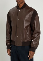 Loewe Rib-trimmed Leather Bomber Jacket Brown