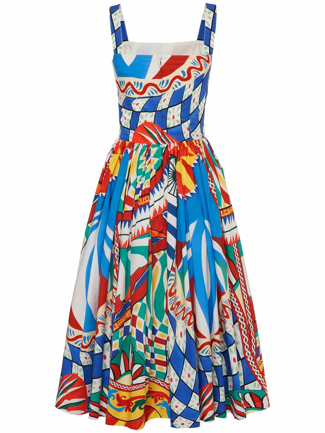 DOLCE & GABBANA - Carretto Print Cotton Poplin Midi Dress