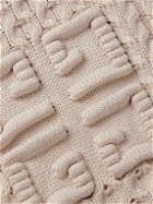 Givenchy - Logo-Jacquard Cable-Knit Cotton-Blend Sweater - Neutrals
