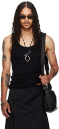 LU'U DAN Black Embroidered-Logo Tank Top
