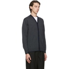 Comme des Garcons Homme Grey Worsted Wool Logo Cardigan