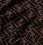Fendi - Logo-Print Fleece-Back Cotton-Jersey Hoodie - Brown