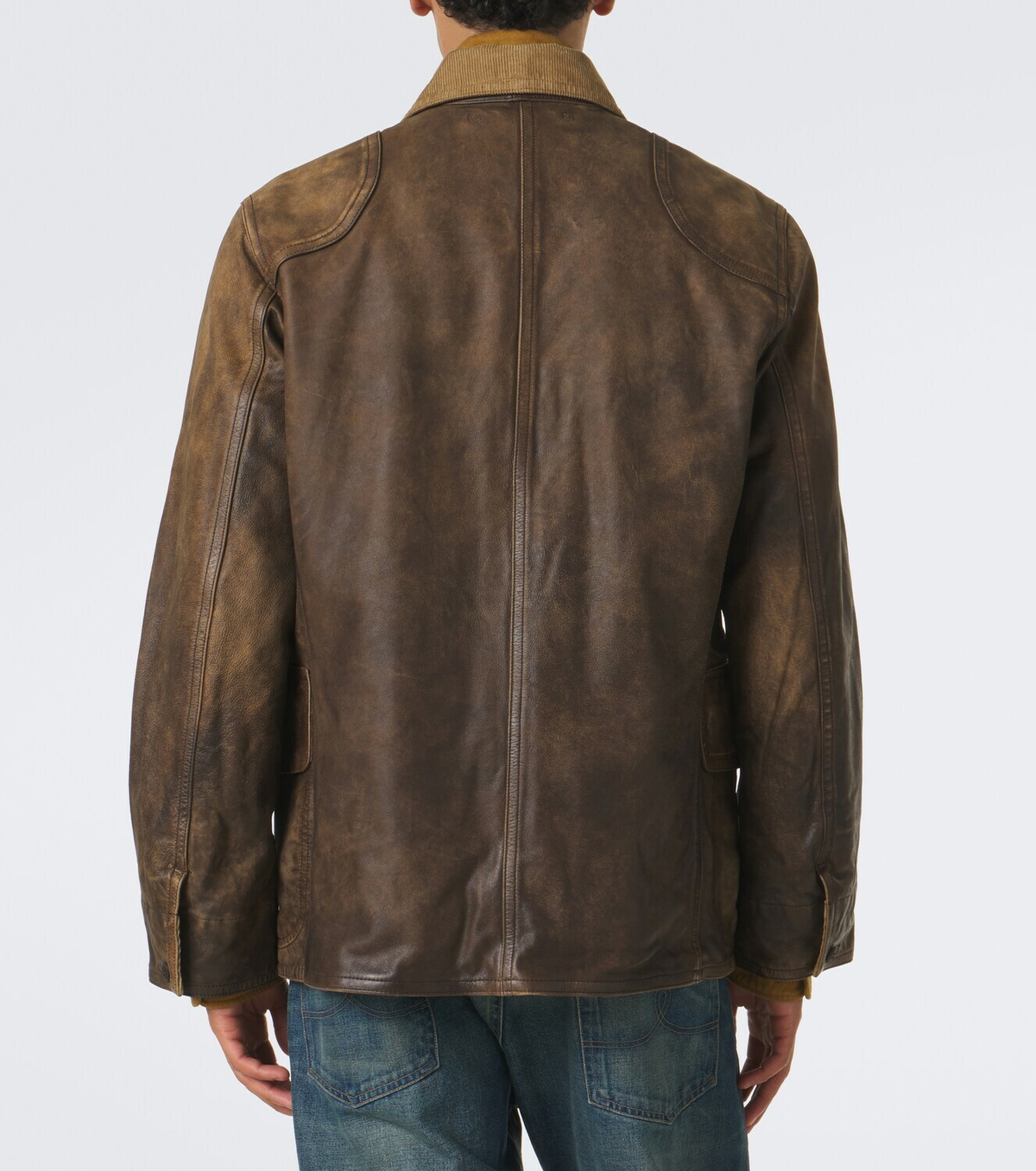 RRL Corduroy-trimmed leather jacket
