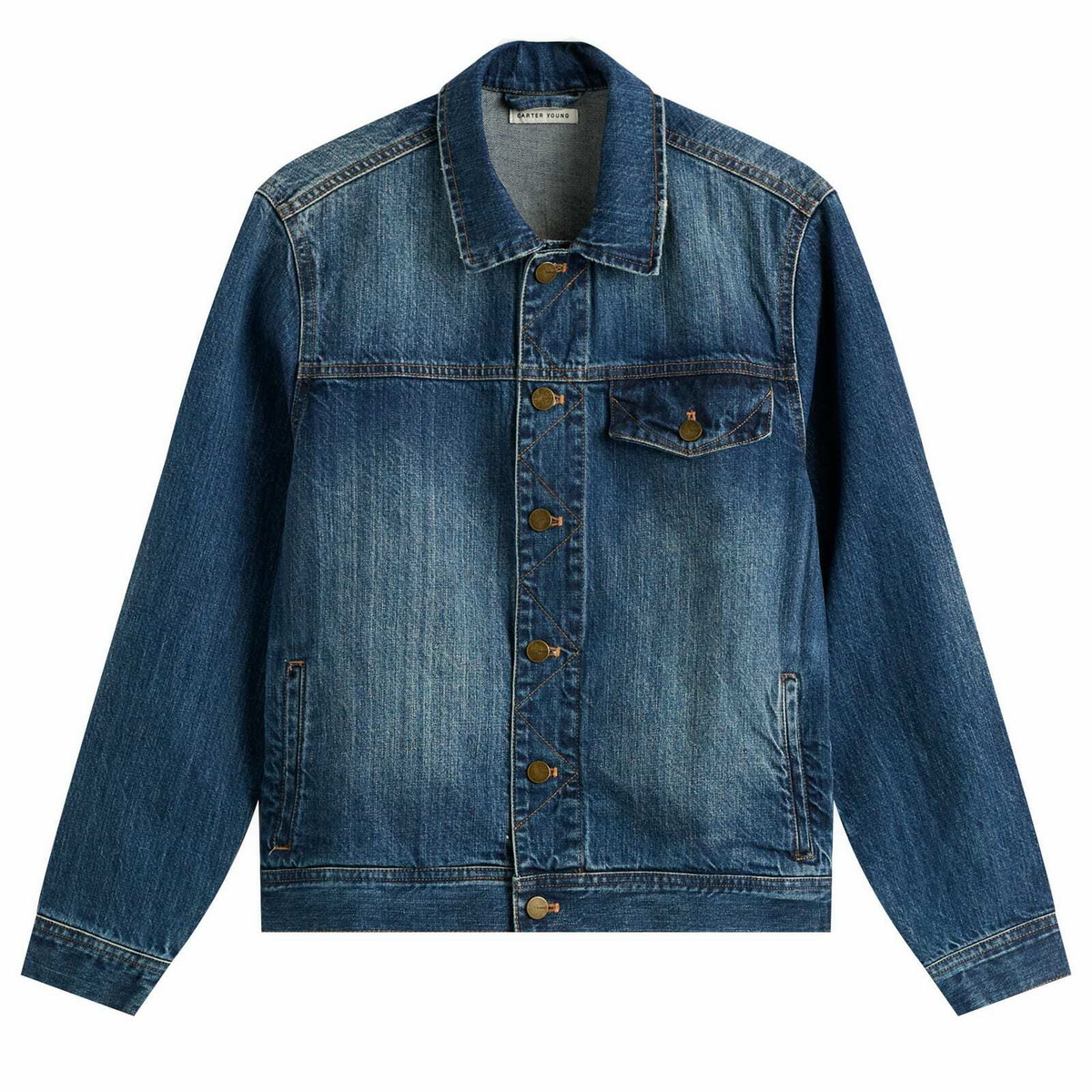 Carter Young Men's Arch Denim Jacket in Sawyer Wash