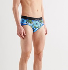 TOM FORD - Floral-Print Stretch-Cotton Jersey Briefs - Blue