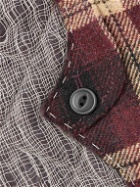 Maison Margiela - Pendleton Embroidered Patchwork Checked Wool and Cotton Bomber Jacket - Burgundy