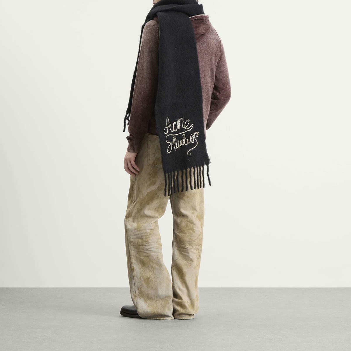 Acne Studios Vally Embroidered Scarf in Black 