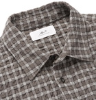 Mr P. - Checked Textured Wool and Cotton-Blend Shirt - Men - Gray