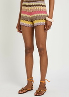 Faithfull The Brand Raya Chevron Pointelle Metallic-knit Shorts Stripe