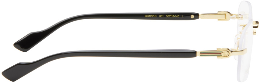 Gucci Gold & Black Rimless Rectangle Glasses
