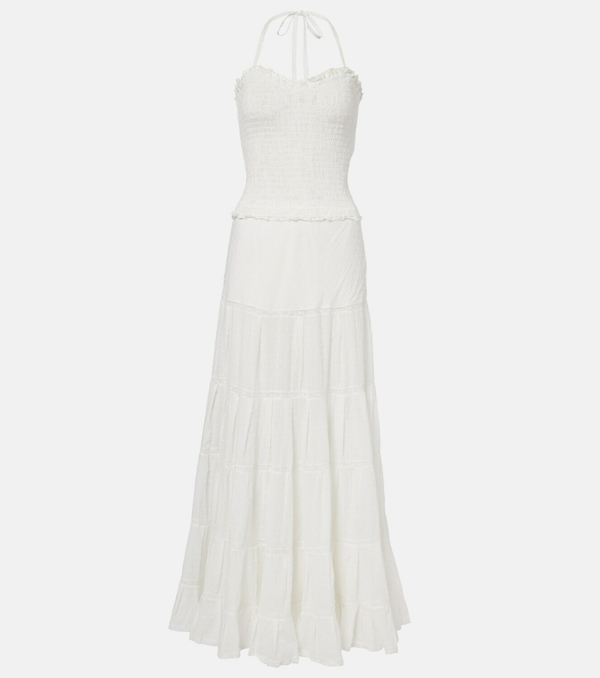Poupette St Barth Foe shirred cotton maxi dress