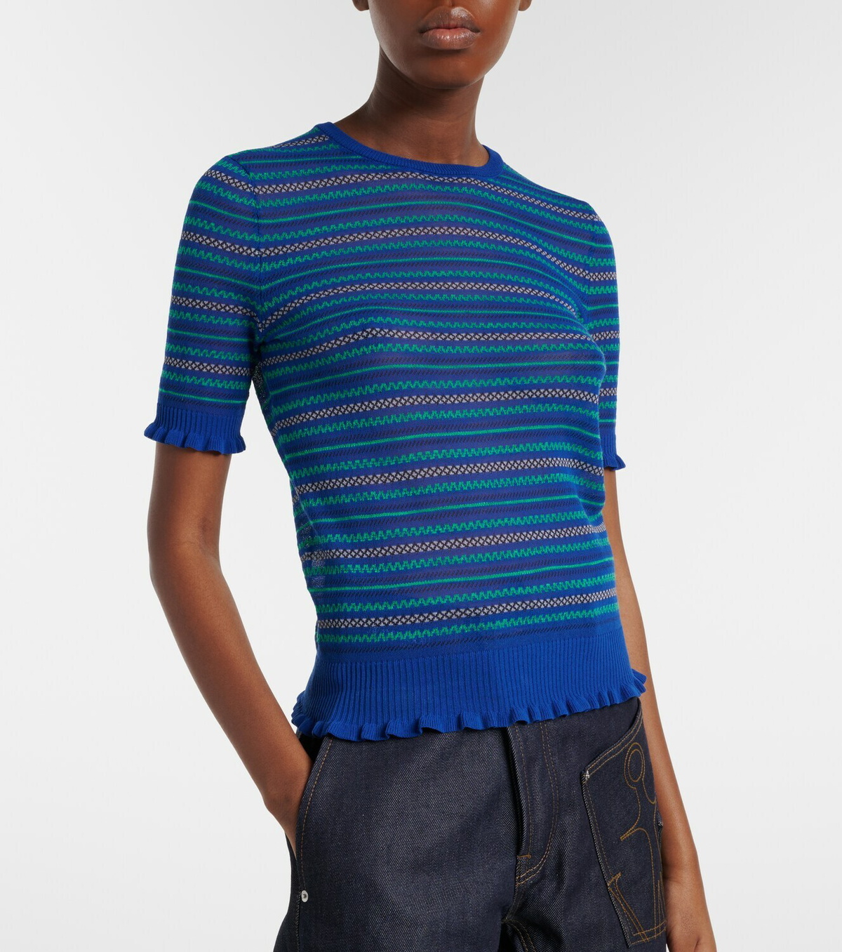 JW Anderson Striped cotton-blend T-shirt