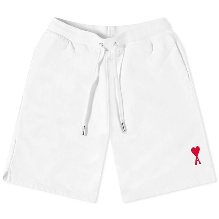 Photo: AMI Men's Small A Heart Shorts in White/Red