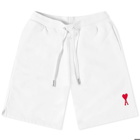 AMI Men's Small A Heart Shorts in White/Red