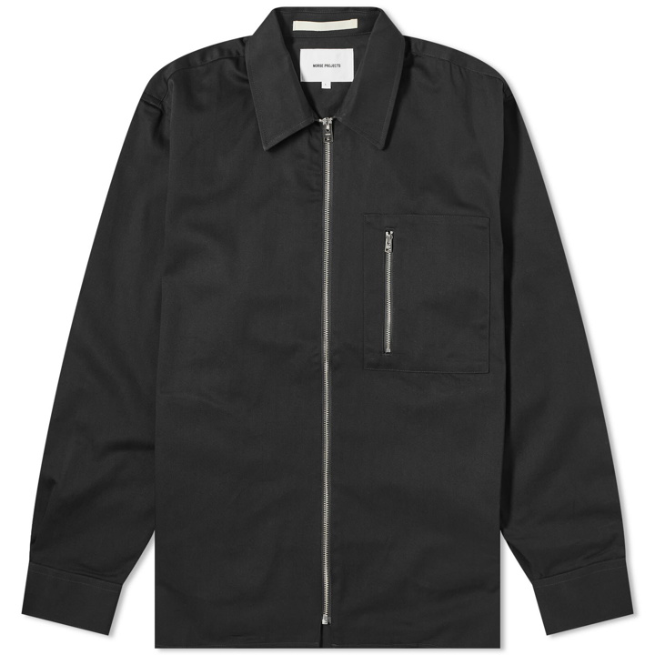 Photo: Norse Projects Men's Ulrik Gabardine Zipped Overshirt in Black